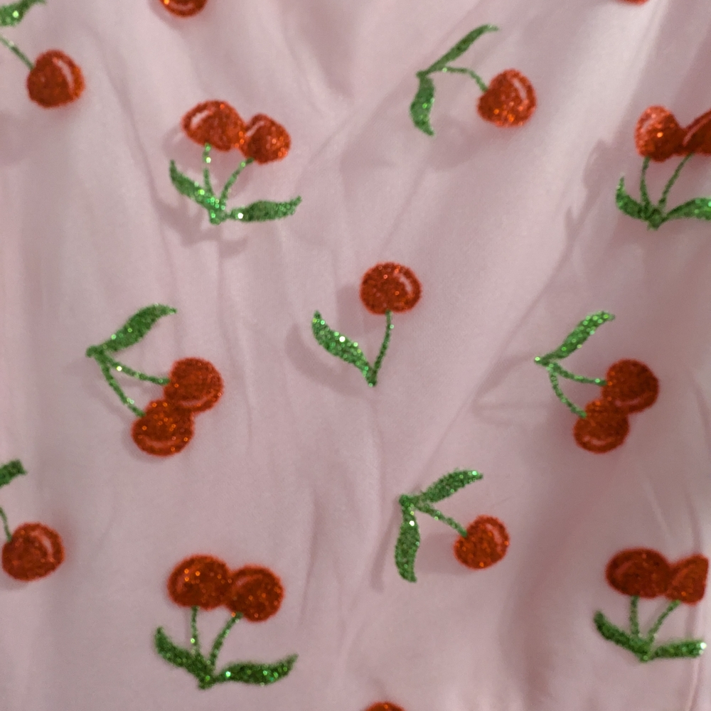 Hot Topic Pink Tulle Sparkle Cherries Midi Dress Size 1X - Picture 6 of 6